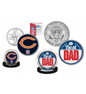 Best Dad - CHICAGO BEARS 2-Coin Set U.S. Quarter & JFK Half Dollar - NFL Officially Licensed