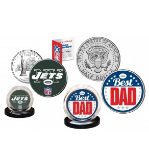 Best Dad - NEW YORK JETS 2-Coin Set U.S. Quarter & JFK Half Dollar - NFL Officially Licensed
