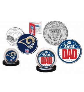 Best Dad - ST LOUIS RAMS 2-Coin Set U.S. Quarter & JFK Half Dollar - NFL Officially Licensed