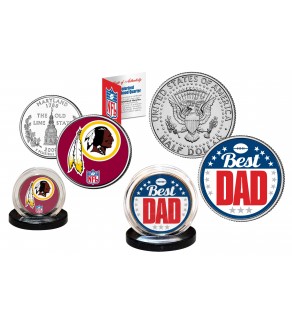 Best Dad - WASHINGTON REDSKINS 2-Coin Set U.S. Quarter & JFK Half Dollar - NFL Officially Licensed