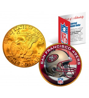 SAN FRANCISCO 49ERS NFL 24K Gold Plated IKE Dollar US Colorized Coin - Officially Licensed