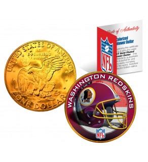 WASHINGTON REDSKINS NFL 24K Gold Plated IKE Dollar US Colorized Coin - Officially Licensed