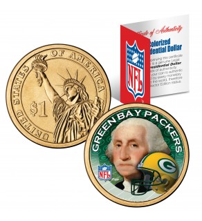 GREEN BAY PACKERS NFL Presidential $1 Dollar US Colorized Coin - Officially Licensed