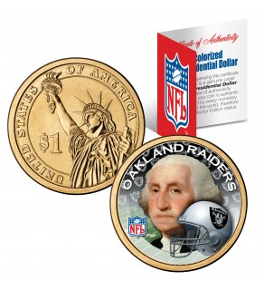OAKLAND RAIDERS NFL Presidential $1 Dollar US Colorized Coin - Officially Licensed