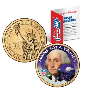 MINNESOTA VIKINGS NFL Presidential $1 Dollar US Colorized Coin - Officially Licensed