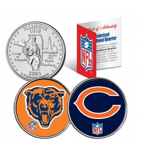 CHICAGO BEARS - Retro & Team Logo - Illinois Quarters 2-Coin U.S. Set - NFL Officially Licensed