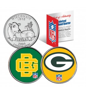 GREEN BAY PACKERS - Retro & Team Logo - Wisconsin Quarters 2-Coin U.S. Set - NFL Officially Licensed
