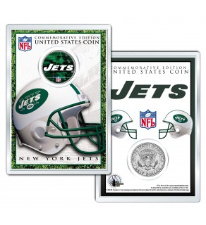 NEW YORK JETS Field NFL Colorized JFK Kennedy Half Dollar U.S. Coin w/4x6 Display