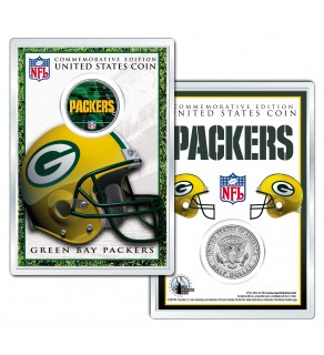 GREEN BAY PACKERS Field NFL Colorized JFK Kennedy Half Dollar U.S. Coin w/4x6 Display