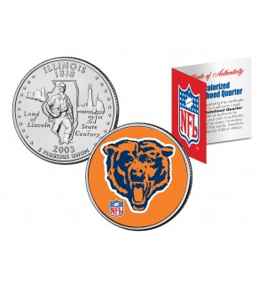 CHICAGO BEARS - Retro Logo - Illinois Quarter US Colorized Coin Football NFL - Officially Licensed