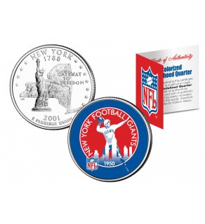 NEW YORK GIANTS - Retro Logo - NY Quarter US Colorized Coin Football NFL - Officially Licensed