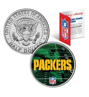 GREEN BAY PACKERS Field JFK Kennedy Half Dollar US Colorized Coin - NFL Licensed