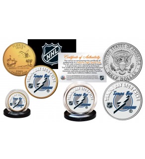 TAMPA BAY LIGHTNING Hockey NHL 2-Coin Set JFK Half Dollar & 24K Gold Plated State Quarter - Officially Licensed