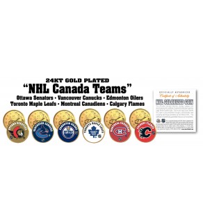 ALL NHL CANADA HOCKEY TEAMS Canadian Quarter 6-Coin Set 24K Gold Plated - Officially Licensed