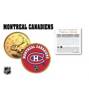 MONTREAL CANADIENS NHL Hockey 24K Gold Plated Canadian Quarter Colorized Coin - Officially Licensed