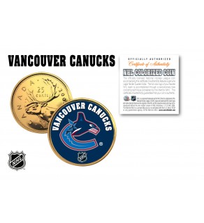 VANCOUVER CANUCKS NHL Hockey 24K Gold Plated Canadian Quarter Colorized Coin - Officially Licensed