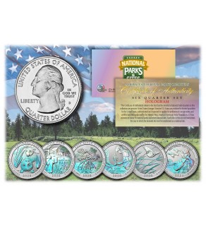 2020 2021 America The Beautiful HOLOGRAM Quarters U.S. Parks 6-Coin Set with Capsules