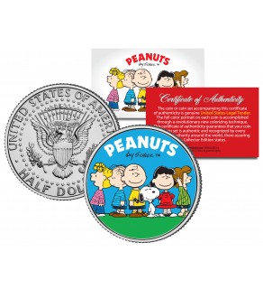 Peanuts Charlie Brown " Original Gang " JFK Kennedy Half Dollar U.S. Coin - Officially Licensed