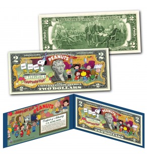  Peanuts HAPPY NEW YEAR Charlie Brown Officially Licensed U.S. Genuine Legal Tender U.S. $2 Bill with Certificate & Display Folio