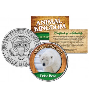 POLAR BEAR - Animal Kingdom Series - JFK Kennedy Half Dollar U.S. Colorized Coin