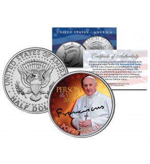 POPE FRANCIS - 2013 Person of the Year - JFK Kennedy Half Dollar US Colorized Coin