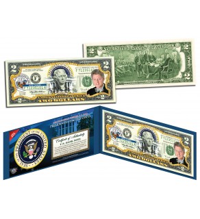 BILL CLINTON * 42nd U.S. President * Colorized Presidential $2 Bill U.S. Genuine Legal Tender