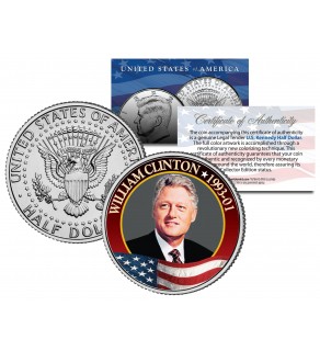 WILLIAM Bill CLINTON President - 1993-2001 - JFK Half Dollar Colorized U.S. Coin