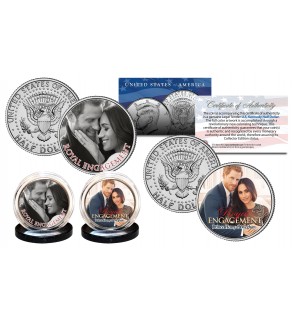 PRINCE HARRY & MEGHAN MARKLE Official Royal Engagement Photos Genuine U.S. JFK Kennedy Half Dollar 2-Coin Set