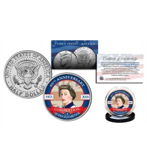  The Coronation of QUEEN ELIZABETH II 65th Anniversary Official JFK Kennedy Half Dollar U.S. Coin