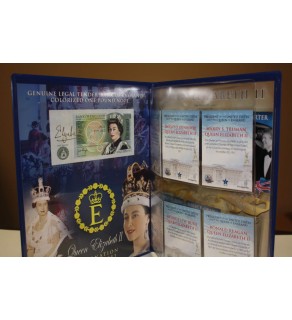QUEEN ELIZABETH II Colorized Bank of England One Pound Note & Card Set with Collectible Folio #/10,000