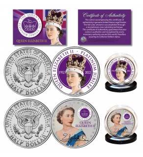 QUEEN ELIZABETH II 2022 Platinum Jubilee 70th Anniversary JFK Kennedy Half Dollar 2-Coin Set