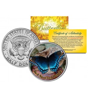 RED SPOTTED PURPLE BUTTERFLY JFK Kennedy Half Dollar U.S. Colorized Coin