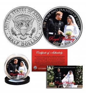 PRINCE HARRY & MEGHAN MARKLE Official Look of Love Portrait Royal Wedding Genuine U.S. JFK Half Dollar