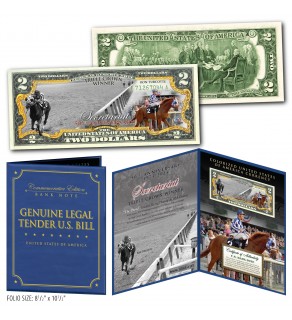 Secretariat Racehorse $2 U.S. Bill Triple Crown 50th Anniversary (1973-2023) with Iconic Official Photo Limited & Numbered of 1973   