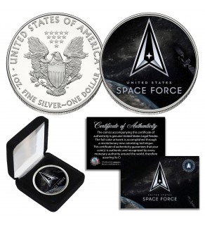 SPACE FORCE USSF Military Armed Forces Genuine 1 oz. PURE .999 FINE SILVER AMERICAN U.S. EAGLE in Deluxe Gift Coin Display Box