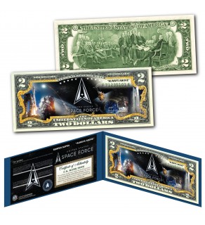 United States SPACE FORCE 6th Military Branch USSF Genuine Legal Tender U.S. $2 Bill - New Logo "Always Above"