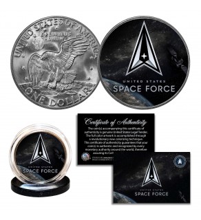 United States SPACE FORCE (USSF) Official Logo Genuine Legal Tender IKE Eisenhower One Dollar U.S. Coin - 6th Branch of the Armed Forces Military