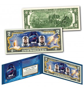 SPACEX Falcon 9 Rocket Carrying First Ever Crew Dragon Spacecraft Launch May 30, 2020 Genuine Legal Tender U.S. $2 Bill