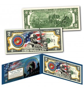 United States SPECIAL FORCES Defenders of Freedom MARINES Military Branch Genuine Legal Tender U.S. $2 Bill 