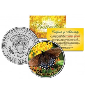 SPICEBUSH SWALLOWTAIL BUTTERFLY JFK Kennedy Half Dollar U.S. Colorized Coin