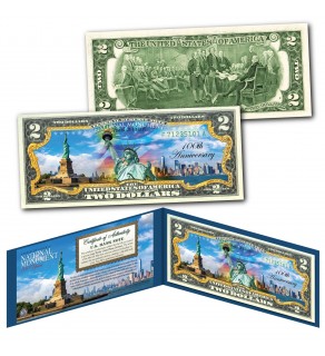 STATUE OF LIBERTY National Monument 100TH ANNIVERSARY 1924-2024 SKYLINE Genuine Official Legal Tender U.S. $2 Bill