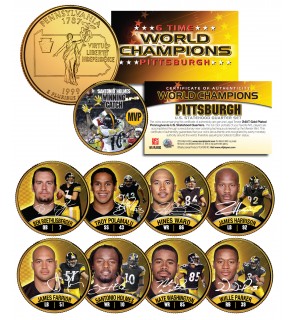 PITTSBURGH STEELERS - 6-Time Champions - State Quarters 9-Coin Set 24K Gold Plated - Officially Licensed