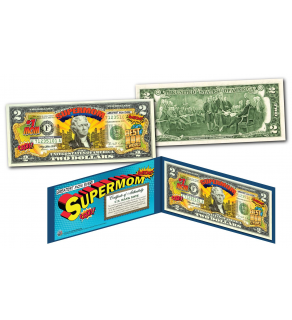HAPPY MOTHER'S DAY - #1 MOM - SUPER MOM - Genuine Legal Tender U.S. $2 Bill with Premium Display Folio & Certificate of Authenticity 