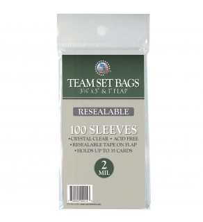 RESEALABLE TEAM SET BAGS 100-Pack Protect Sports Cards, Sleeves, Display (3 3/8 x 5 x 1’’Flap) - LOT OF 3 (300 Bags)