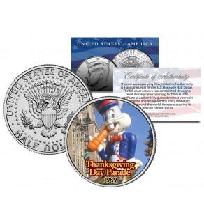 BUGS BUNNY BALLOON 1989 Macy's THANKSGIVING DAY PARADE - Colorized 2014 JFK Kennedy Half Dollar U.S. Coin