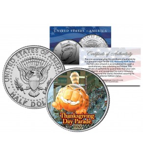 GARFIELD BALLOON 1986 Macy's THANKSGIVING DAY PARADE - Colorized 2014 JFK Kennedy Half Dollar U.S. Coin
