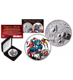 2018 1 oz Pure Silver Tuvalu Marvel Comics THOR Coin Limited & Numbered of 218 - AVENGER CAPTAIN AMERICA