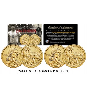 2018 U.S. Mint P & D Native American Sacagawea JIM THORPE $1 Dollar Coin Set