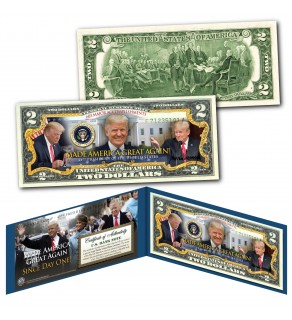 DONALD TRUMP 45th President Genuine Legal Tender U.S. $2 Bill & Two FREE Bonus Trump Supporter Cards
