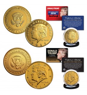 2017 & 2020 Donald Trump 45th President Official 24K Gold Clad Tribute Coins - SET of 2